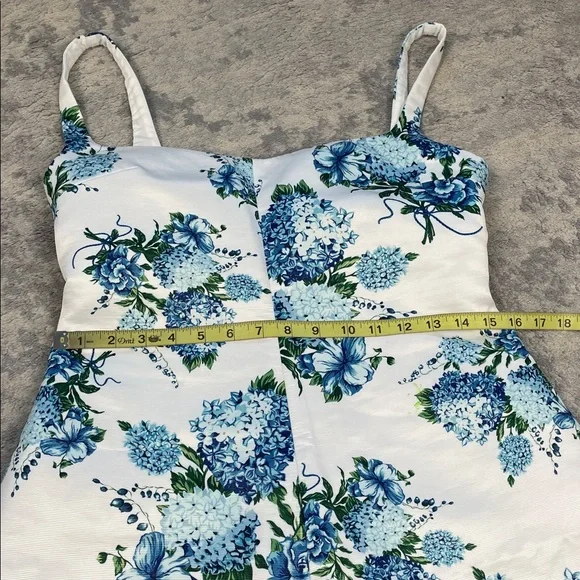 New Emilia Wickstead Thoni Floral Mini Dress White Blue Sz 8 - Picture 12 of 16